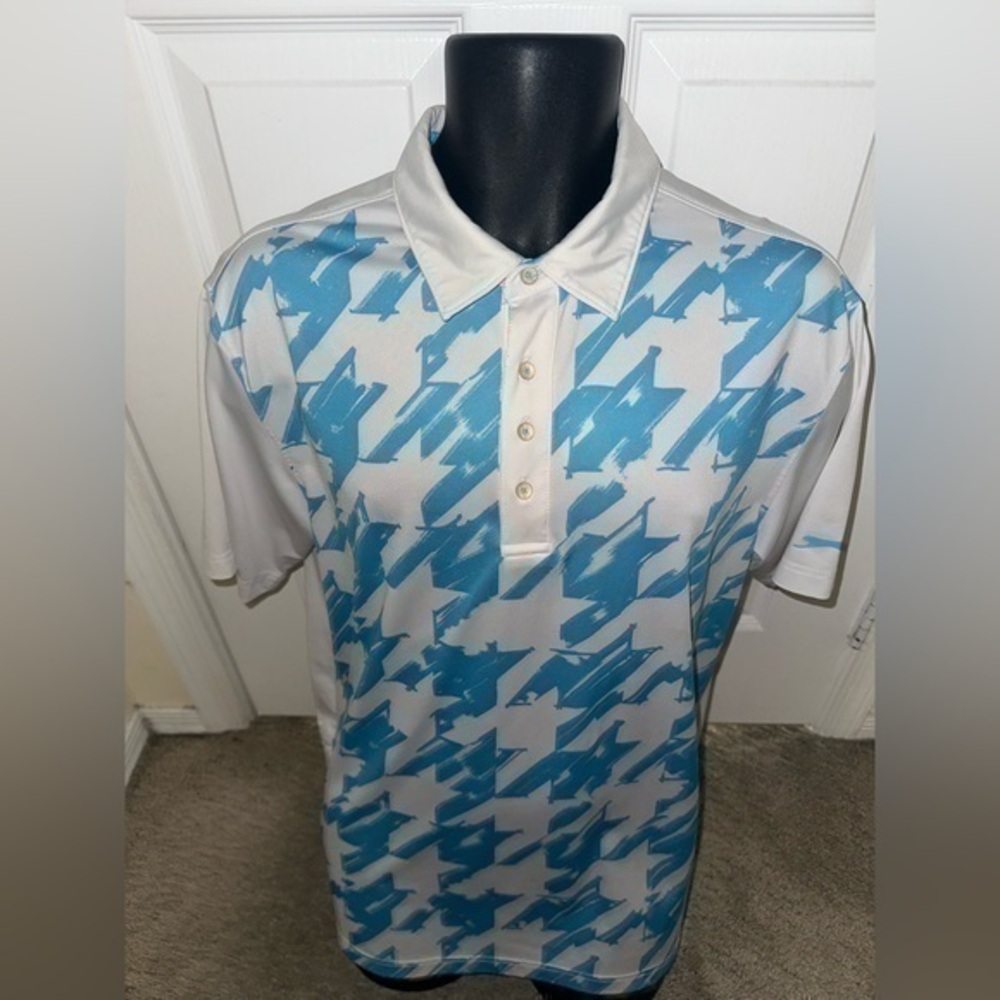 Men’s pre own as is Slazenger golf polo shirt size L large blue white - Picture 1 of 4